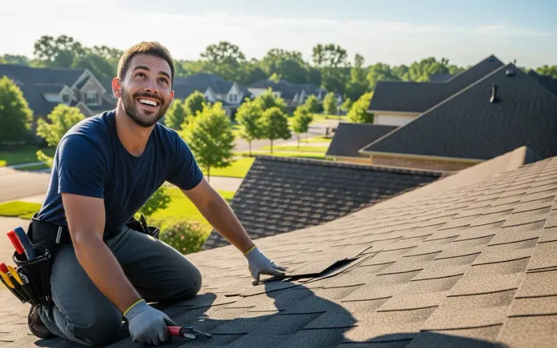 Best Sugar Hill Roofer team performing a free roof inspection on a residential home in Sugar Hill, GA